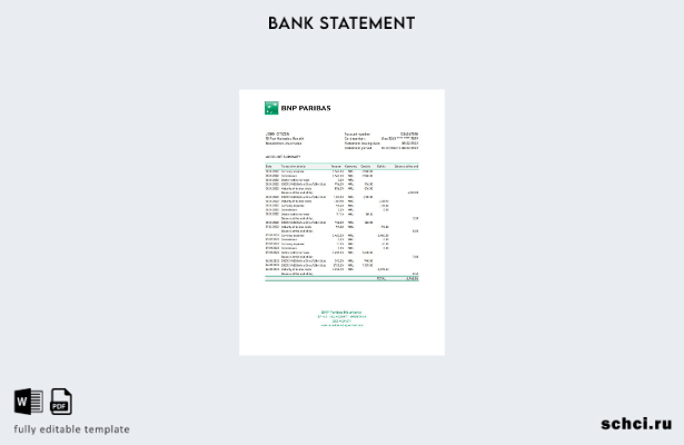 цифровая загрузка шаблона Excel банковской выписки Мавритании BNP Paribas